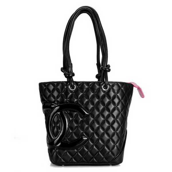 7A Discount Chanel Cambon Middle Shoulder Bags 25167 Black-Patent